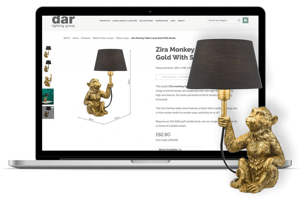 Bespoke ecommerce design for lighting company UK
